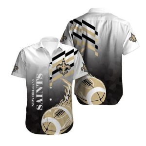 NFL New Orleans Saints White Grey Ball Hawaiian Shirt