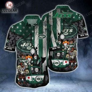 NFL New York Jets Halloween Green Hawaiian Shirt