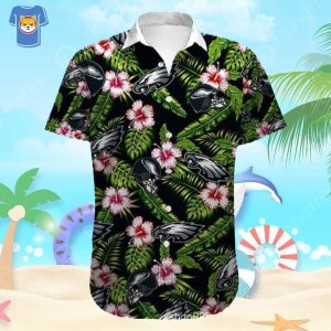 NFL Philadelphia Eagles Hawaiian Shirt Hibiscus Flower Pattern Beach Gift For Dad