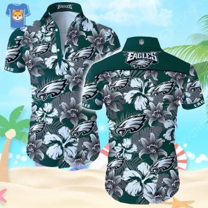 NFL Philadelphia Eagles Hawaiian Shirt Hibiscus Pattern All Over Print