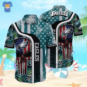 NFL Philadelphia Eagles Hawaiian Shirt Us Flag Independence Day 4Th Of July