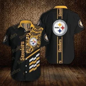 NFL Pittsburgh Steelers Black Golden Edition Hawaiian Shirt
