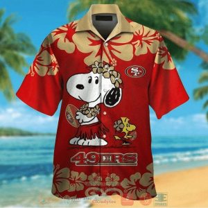 NFL San Francisco 49Ers Red Snoopy In Beach Hawaiian Shirt