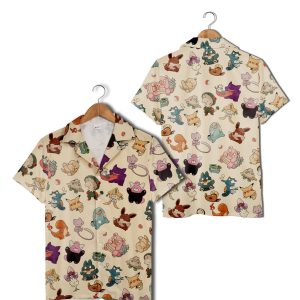 Normal Type Pattern Button Up Pokemon Hawaiian Shirt