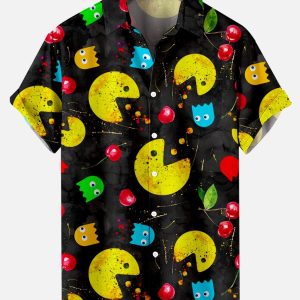 Nostalgic Movie Madness: Vintage Nostalgic Movie Fun Hawaiian Shirts Cartoon Stretch Plus Size Art Hawaiian Shirt