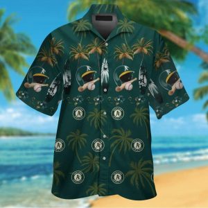 Oakland Athletics Short Sleeve Button Up Tropical Hawaiian Shirt VER011