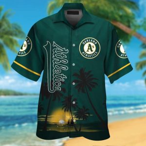 Oakland Athletics Short Sleeve Button Up Tropical Hawaiian Shirt VER08