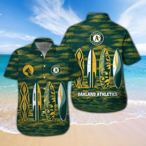 Oakland Athletics Short Sleeve Button Up Tropical Hawaiian Shirt VER09