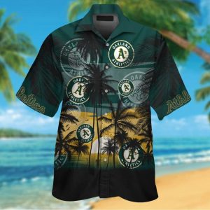 Oakland Athletics Short Sleeve Button Up Tropical Shirt Hawaiian Shirt