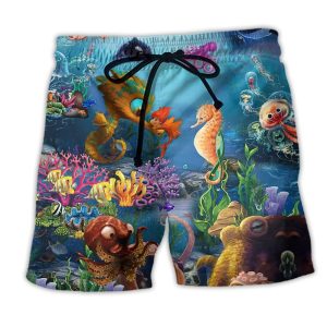 Ocean Marine Is Fun Nice Ocean Trendy KLA Hawaiian Beach Shorts