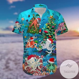 Octopus Blue Christmas Festive Hawaiian Shirt Wear