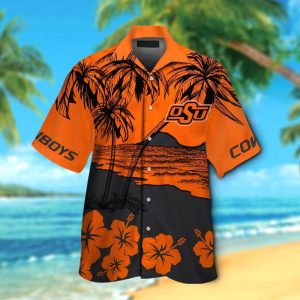 Oklahoma State Cowboys Short Sleeve Button Up Tropical Hawaiian Shirt VER012