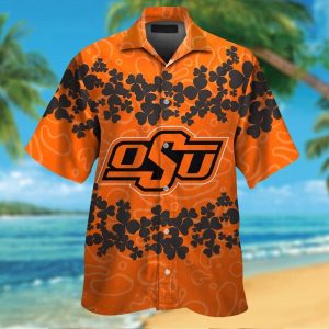 Oklahoma State Cowboys Short Sleeve Button Up Tropical Hawaiian Shirt VER016