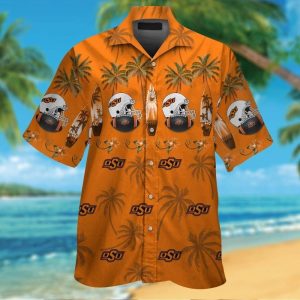 Oklahoma State Cowboys Short Sleeve Button Up Tropical Hawaiian Shirt VER019