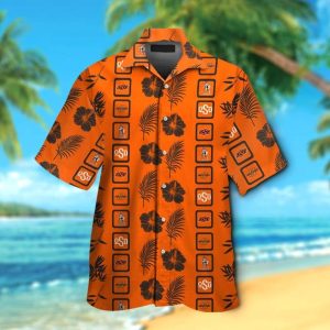 Oklahoma State Cowboys Short Sleeve Button Up Tropical Hawaiian Shirt VER024
