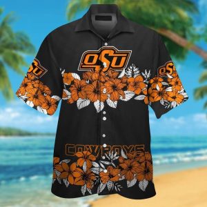 Oklahoma State Cowboys Short Sleeve Button Up Tropical Hawaiian Shirt VER030
