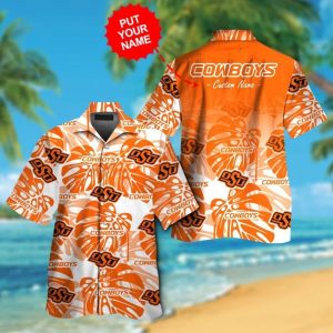 Oklahoma State Cowboys Short Sleeve Button Up Tropical Hawaiian Shirt VER032