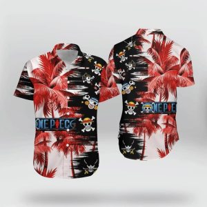 One Piece Skull Character Ensemble on Lively Hawaiian Shirt