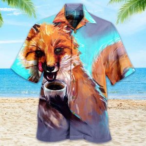Orange Fox and Coffee Funny Hawaiian Shirt Ideal Summer Gifts