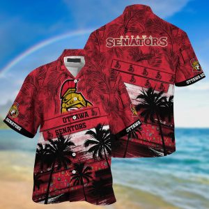 Ottawa Senators NHL Palm Tree Pattern Hawaii Shirt For Sports Fans Unisex Sport Hawaii Shirt