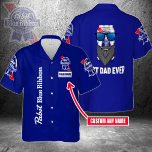Pabst Blue Ribbon Custom Name Best Dad Ever Hawaiian Shirt