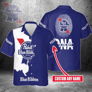 Pabst Blue Ribbon Custom Name Its In My Dna Hawaiian Shirt