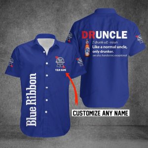 Pabst Blue Ribbon Druncle Custom Name Hawaiian Shirt