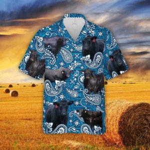 Paisley Pattern Black Angus Cow All Over Printed 3D Trendy Hawaiian Shirt For Men, Summer KLA Shirt Men And Women