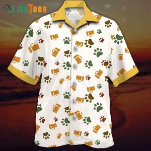 Paw Prints And Beer Trendy Hawaiian Shirt, Dog Trendy Hawaiian Shirt Perfect Gifts For Your Loved Ones
