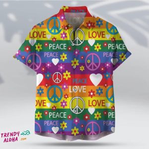 Peace Love Hippie Unisex Hawaiian Christmas Casual Beach Shirt