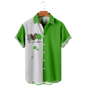 Peace Love Samrock Trendy Hawaiian Shirt, St. Patrick’s Day Shirt, Shamrock Trendy Hawaiian Shirt
