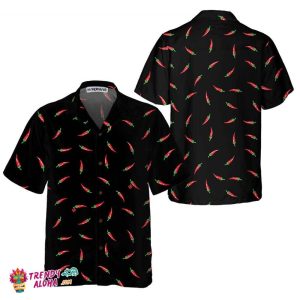 Pepper On A Black Background Hawaiian Shirt, Funny Red Pepper Shirt For Men, Red Hot Chilli Shirt
