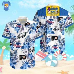 Philadelphia Eagles Hawaiian Shirt Tropical Flower Pattern Gift For Football Fans