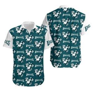 Philadelphia Eagles Mickey and Flowers Hawaiian Shirt and Shorts: Summer Collection, Trendy KLA