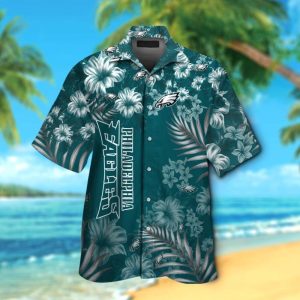 Philadelphia Eagles Short Sleeve Button Up Tropical Hawaiian Shirt VER012