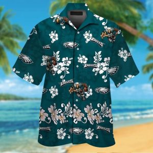 Philadelphia Eagles Short Sleeve Button Up Tropical Hawaiian Shirt VER020