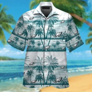 Philadelphia Eagles Short Sleeve Button Up Tropical Hawaiian Shirt VER021