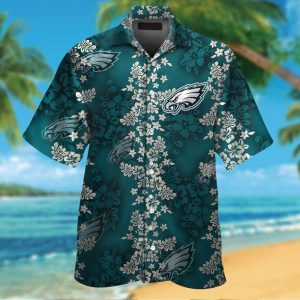 Philadelphia Eagles Short Sleeve Button Up Tropical Hawaiian Shirt VER026