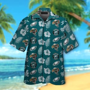 Philadelphia Eagles Short Sleeve Button Up Tropical Hawaiian Shirt VER07