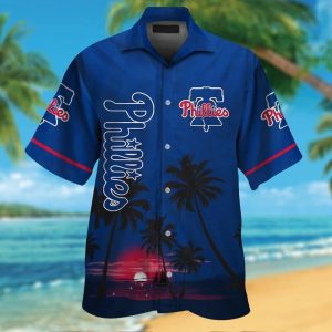 Philadelphia Phillies Short Sleeve Button Up Tropical Hawaiian Shirt VER04