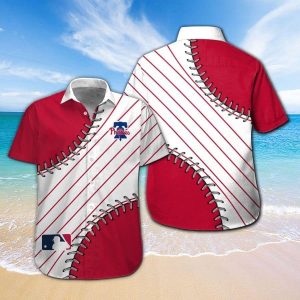 Philadelphia Phillies Short Sleeve Button Up Tropical Hawaiian Shirt VER07