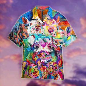 Pig Funny Colorful Trendy Hawaiian Shirt
