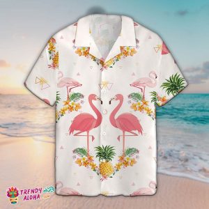 Pineapple Hawaiian Shirt Pineapple & Flamingo Hawaiian KLA Beach Shirt