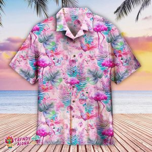 Pink Flamingo Hawaiian KLA Beach Shirt