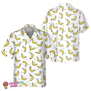 Pixel Banana Pattern Hawaiian Shirt, Funny Banana Shirt For Adults, Banana Pattern Shirt