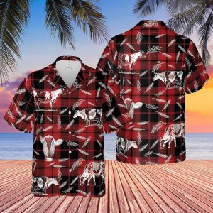 Plaid Pattern Holstein Cow All Over Printed 3D Hawaiian Shirt