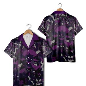Pokémon Dark Type Hawaiian Shirt Black Purple Gengar Pokemon KLA Shirt