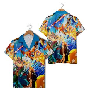 Pokemon Attack Hawaiian Shirt Bold Action Scene Tropical Shirt Summer Outfit