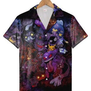 Pokemon Gengar Ghost Hawaiian Shirt, 3D Print KLA Beach Shirt