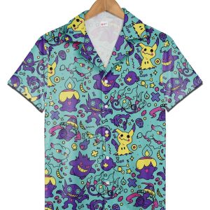 Pokemon Gengar Kawaii Funny Hawaiian Shirt KLA Beach Shirt Set